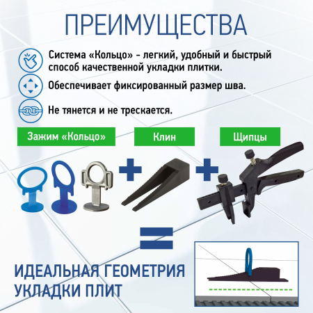 Зажим для выравнивания плитки ВОЛМА 1,5 мм, 500 шт